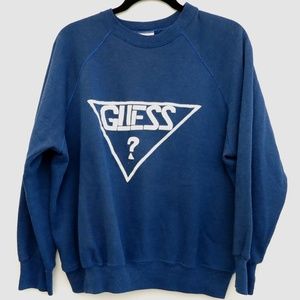 Vintage Blue Guess Logo Sweater